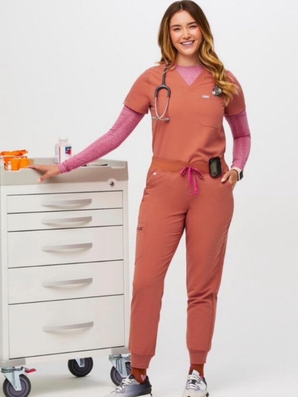 Figs Terracotta High Waist Zamora Jogger Scrub Pants Catarina Top Set M/L